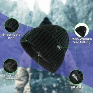 Unisex Fear0 NJ Warmest Watch Cap Black Plush Insulated Tactical Beanie Hat